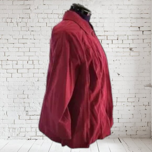 Vintage Avenue Plus Size Crop Jacket Maroon Coat - Picture 2 of 4